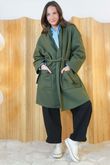 Classic 3/4 Tie Waist Duster Coat Khaki